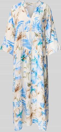 Zabaione Midikleid aus Viskose im Stufen-Look in Bleu, Größe XXL