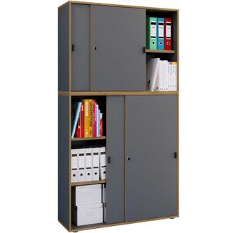 VCM Armadio da ufficio in legno Cartella File Gabinetto Mobili da ufficio Cabinet Salia 5 volte Larghezza 100 cm Porte scorrevoli (Antracite)