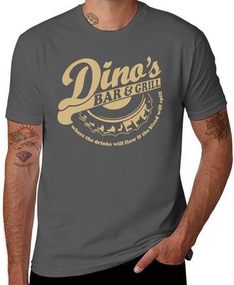 Generic Inspired Dinos Bar and Grill,Mens T-Shirt Dark Gray-Style XL