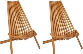 Beliani Conjunto de 2 sillas de jard&iacute;n Madera de acacia Marr&oacute;n