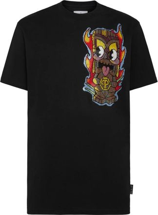 Philipp Plein T-Shirt Ronde Hals Hawaii - Heren - T-shirts - Zwart - 3XL - Katoen - Tops