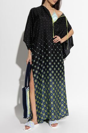 Casablanca Silk Dress With Monogram, Womens, Black