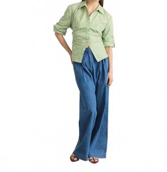 Tanya Taylor Winslet Top In Stripe Asparagus Optic White