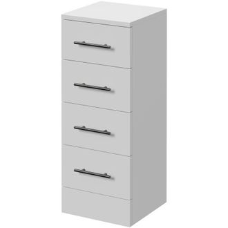 Alexander James Alexander James Gloss White 300mm x 300mm 4 Drawer Storage Unit - 300mm - Gunmetal Grey 96mm Bar Handle