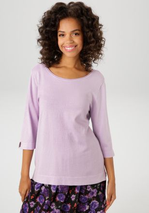 Aniston Strickpullover ANISTON CASUAL, Damen, Gr. 34, lila (flieder), Feinstrick, Obermaterial: 80% Viskose, 20% Nylon, unifarben, figurumspielend h&uuml;ftlang, R
