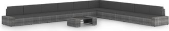 vidaXL Juego Muebles De Jard&iacute;n 11 Pzas Y Cojines Rat&aacute;n Sint&eacute;tico Gris Vidaxl