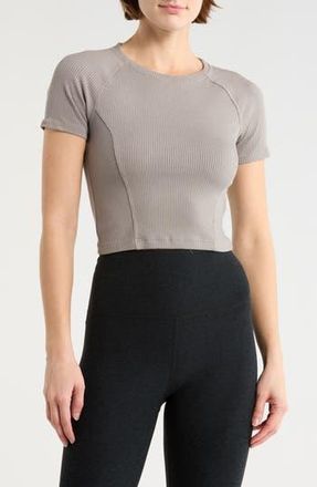 Beyond Yoga Silhouette Cropped Tee in Stone Gray at Nordstrom Rack, Size X-Large