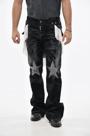 Dsquared2 Jeans Loose Fit Effetto Acid Wash con Strass 28cm Dsquared2