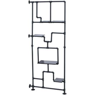 Hhg Divisorio con ripiani HHG-614, scaffale da soggiorno, metallo industriale melaminico MVG 203x80x20 cm, marrone