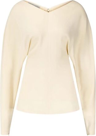 Stella McCartney Stijlvolle V-hals Blouse met Manchetritsen - Dames - Blouses - Beige - M - Overhemden