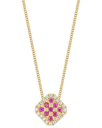 Bony Levy El Mar 18K 0.50 Ct. Tw. Diamond & 9 Pink Sapphire Pendant Necklace
