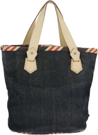 Burberry Tweedehands Canvas handtassen - Dames - Vintage Handtas - Blauw - ONE Size - Leer - Vintage