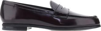 Churchs Burgundy Polished Leather Diamond-Cut Penny Strap Loafers