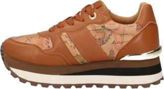 Alviero Martini 1A Classe Bruine Sneakers met Geo Classic Patroon - Dames - Sneakers - Bruin - 35 EU - Leer - Schoenen