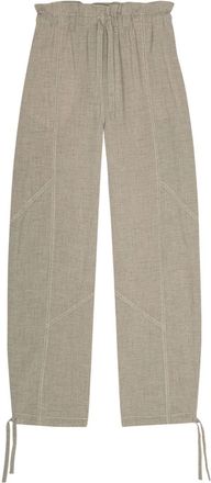 Ganni elasticated waist trousers - women - Recycled Polyester/Polyester - 36 - Neutrals