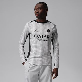 Nike Mens Paris Saint-Germain Academy Pro Night Edition Jordan Dri-FIT Soccer Long-Sleeve Pre-Match Top in Grey | IO4840-058