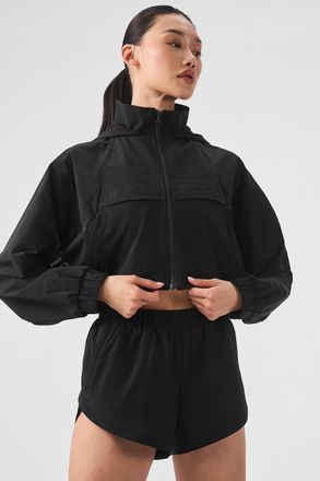 Alo | Cropped Playmaker Jacket in Black, Size: XS