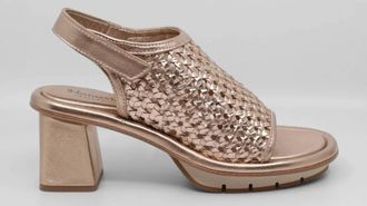 Homers Womens Bimba Rejilla Block Heel Sandals In Bronze
