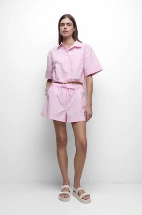 SIMKHAI Ryett Short Sleeve Cropped Shirt In Daisy