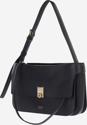 Ferragamo Womens Shoulder Bag Leather Home Black Calf