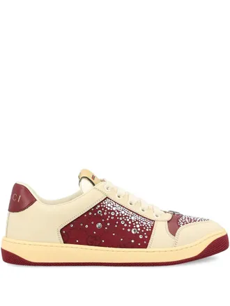 Gucci GG-embellishment sneakers - women - Calf Leather/Fabric/Calf Leather/Rubber - 41 - Neutrals
