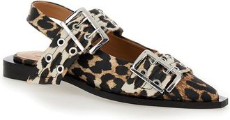 Ganni Womens Multicolor Ballet Shoes With Double Buckle Recycled Polyester