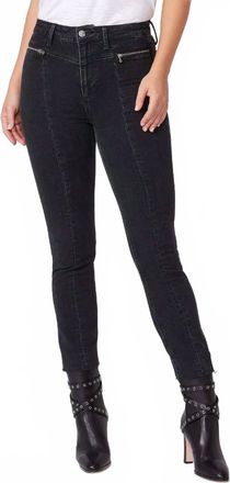 Paige Sarah Zipper Slim Straight Leg Jeans In Black