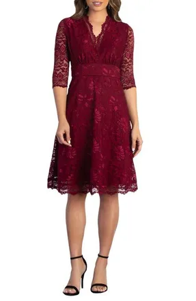 Kiyonna Mademoiselle A-Line Lace Cocktail Dress in Pinot Noir at Nordstrom, Size X-Large