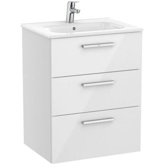 Roca Roca - Mueble Base 3 Cajones + Lavabo Unik Family Victoria Color: Blanco - Medidas: 605x453x741 Mm