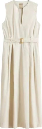 Woolrich Poplin Mouwloze Jurk met Riem - Dames - Casual kleedjes - Beige - XS - Katoen - Kleedjes