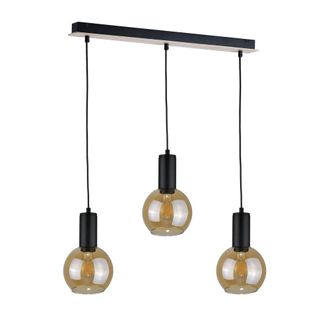 Netlighting Jantar Bar Pendant Ceiling Light Wood 60cm 3x E27 in Brown