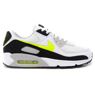 Nike Air Max 90 Leather Textile Unisex Lace up Trainers - White Hot Lime Black - Size:UK 7.5