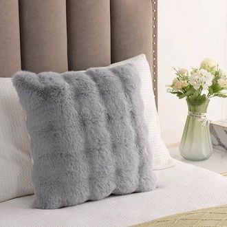 OEM Juego De 2 Fundas De Coj&iacute;n Decorativas Suaves Y Mullidas De Imitaci&oacute;n De Lana, Ideales Para Sof&aacute; Y Dormitorio, 50x50cm, Gris Oscuro