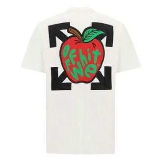Off-white Apple Printing Short Sleeves Relaxed Fit Mens White OMAA038S21JER0150125