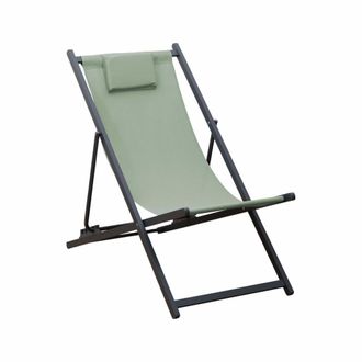 Mobili Rebecca Tumbona plegable de aluminio y poli&eacute;ster verde y gris, 93x58x92 cm