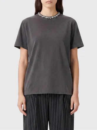 Golden Goose T-shirt in cotone con ricamo di cristalli e spalle cadute