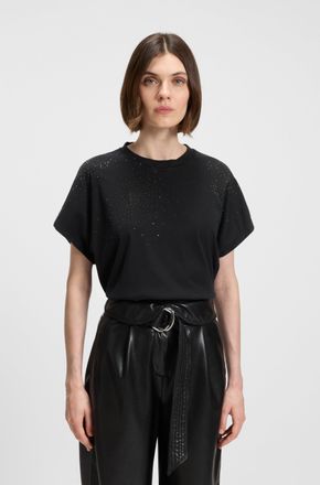 Boss Orange by Hugo Boss T-Shirt BOSS ORANGE Emason Hotfix Premium Damenmode, Damen, Gr. XL (42), schwarz 002, Single Jersey, Obermaterial: 100% Baumwolle, unifarben, oversize