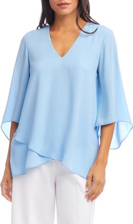 Karen Kane Asymmetric Hem Crepe Top in Lake at Nordstrom, Size X-Small