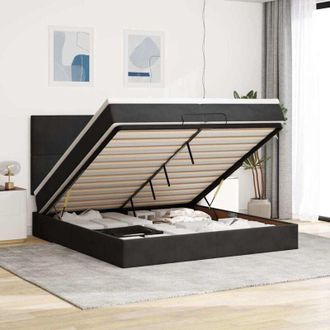 vidaXL Estructura De Cama Otomana Colchones Terciopelo Negro 200x200cm Vidaxl