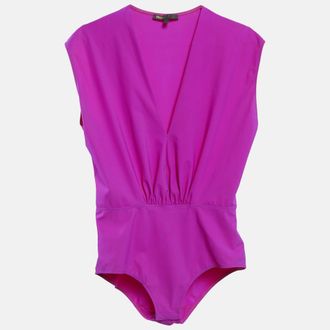 Maje Pink Jersey Plunging Neck Tilio Bodysuit