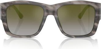Ferrari 56mm Square Sunglasses in Striped Grey /Green Mirror at Nordstrom
