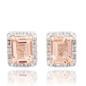 Suzy Levian Sterling Silver Emerald Cut Blue Topaz And White Topaz Stud Earrings