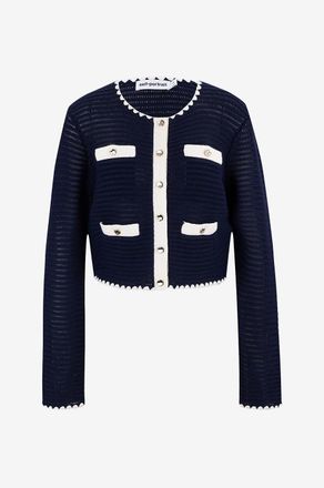 Self Portrait Kurzer H&auml;kelcardigan mit Kontrastborten