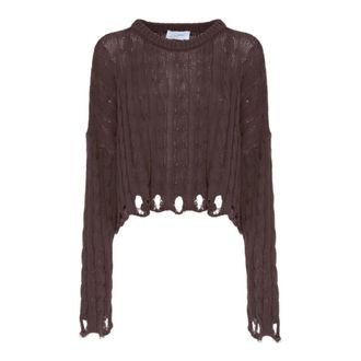 SoAllure Round-neck Knitwear, female, Brown, Size: L Cable-Motif Pullover