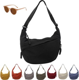 Generic Naturally Crossbody Bag, Lightweight Large Capacity Dumpling Shoulder Bags, Womens Fashion Plain Color Nylon Hobo Bag