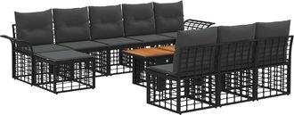 vidaXL Conjunto De Sof&aacute;s De Jard&iacute;n 11 Uds. Negro Y Gris Oscuro Vidaxl