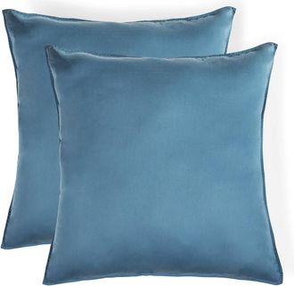 Febronie Funda de almohada (x2) algod&oacute;n azul tormenta 65x65