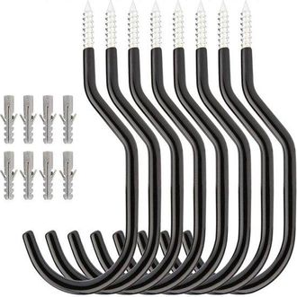 No Brand Ganchos De Tornillo - 8 Piezas - 15,6 Cm - Gran Capacidad De Carga - Ganchos Para Colgar Con Fijaci&oacute;n Mediante Tornillo - Gancho Para Ropa - Gancho De