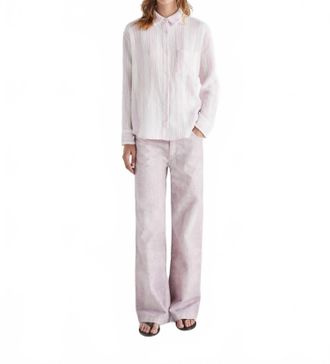 Masscob Tonal Striped Cotton Gauze Top In Lavender