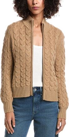 Forté Cashmere Cable Zip Wool & Cashmere-Blend Cardigan